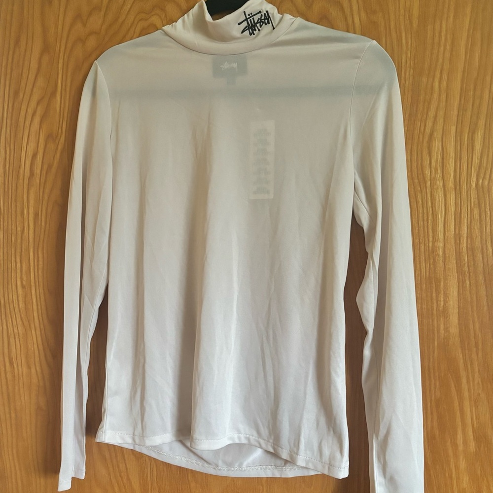 Stussy Lightweight Long Sleeve Mockneck Ivory Size Medium